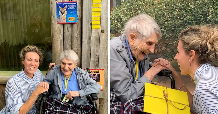 100-Year-Old Woman Fulfills Her Lifelong Dream To Meet A Serval Cat