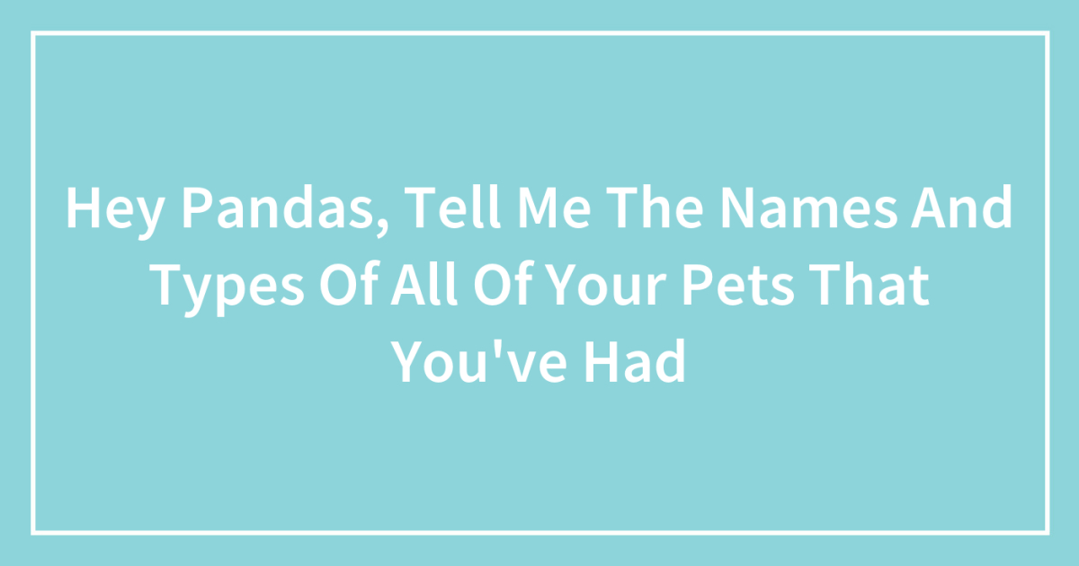 Hey Pandas, Tell Me The Names And Types Of All Of Your Pets That You've ...