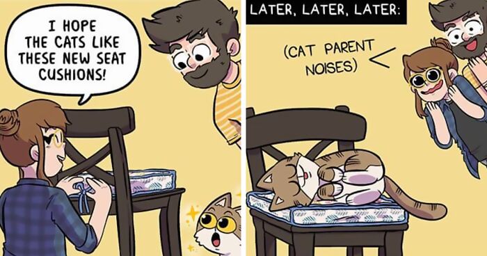 Artist Illustrates Everyday Life With Her Fiancé And Their Four Cats, And Their Small Adventures Might Make You Laugh (54 New Pics)