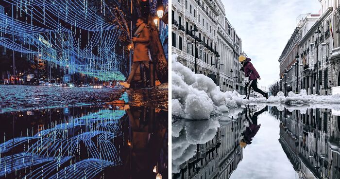 I Travel All Around Madrid To Capture The Parallel Worlds That Exist In Puddles With My Smartphone (38 Pics)