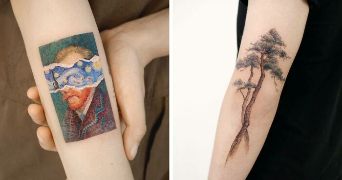 Korean Artist Creates Watercolor-Like Tattoos Of Animals, Flowers And Interpretations Of Famous Paintings (70 Pics)