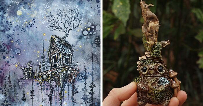 I Combine My Love For Nature And Fantasy To Create These Miniature Sculptures And Illustrations (32 Pics)