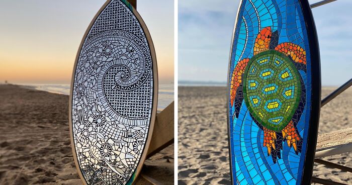 30 Times I Created Mosaic Art Using Upcycled Surfboards And Other Things