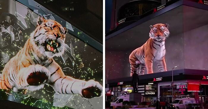 Giant Hyper-Realistic 3D Tiger Billboard Appears In World’s Biggest Metropolises, Mesmerizes The Passersby