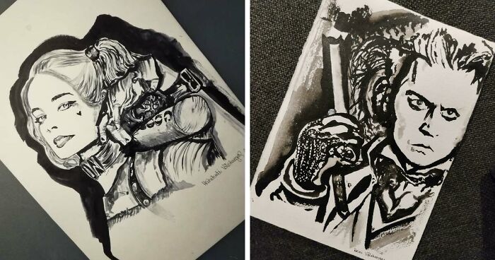 I Paint Villains Using Black Aquarelle, And Here Are My Best 20 Works