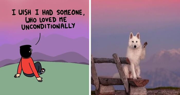 I Created 30 Love-Related Comics That Show The Wholesome Backstory Of These Animal Pictures