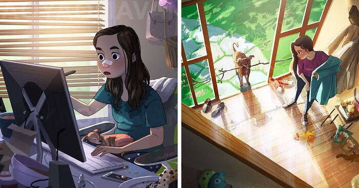 If You're Still On The Fence, 24 Slice Of Life Illustrations By This Artist Might Give You A Hint On What Pet To Choose