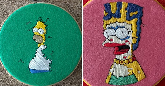 I Recreate Scenes From The Simpsons With Embroidery, And Here's The Result (70 Pics)