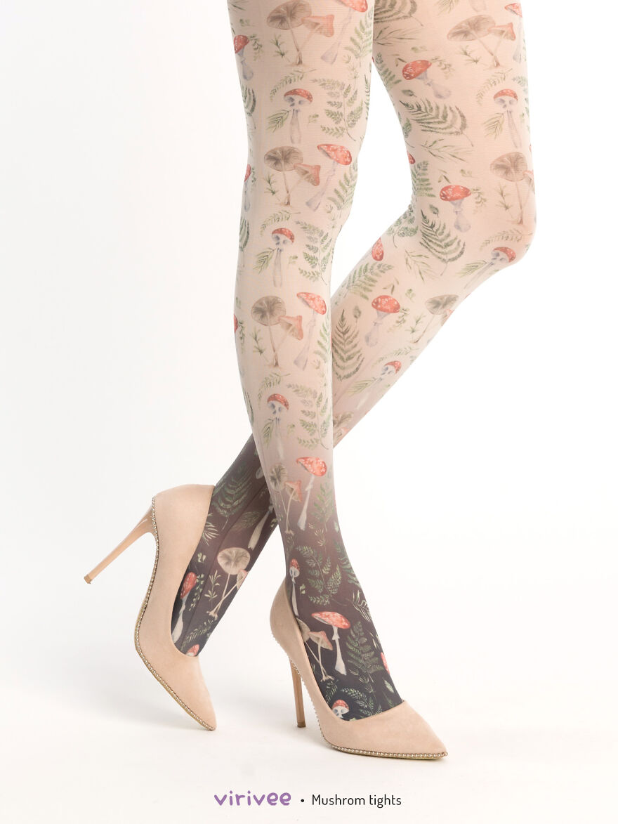 Small blue floral thigh high stay-up - Virivee Tights - Unique