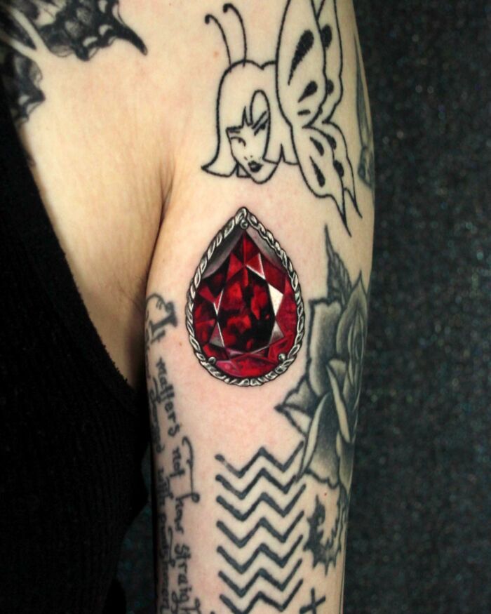 Ruby Heart and Roses Temporary Tattoo  EasyTatt