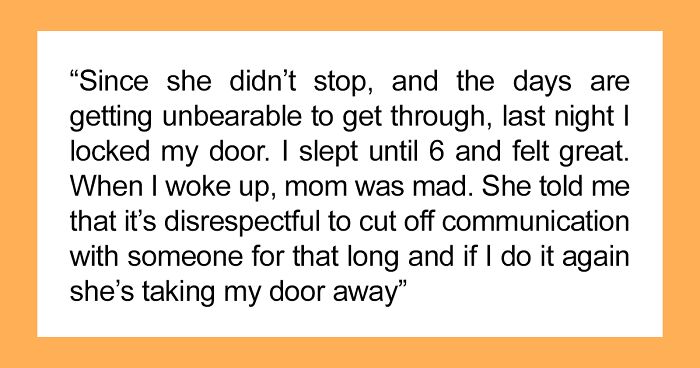 Teenager Asks “AITA For Locking My Door At Night” To Avoid Being Woken Up At 4:30 AM By Their Mom