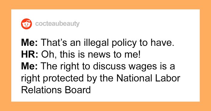 Employee Stands Up Against Being Pressured By HR To Not Talk Wages With Colleagues