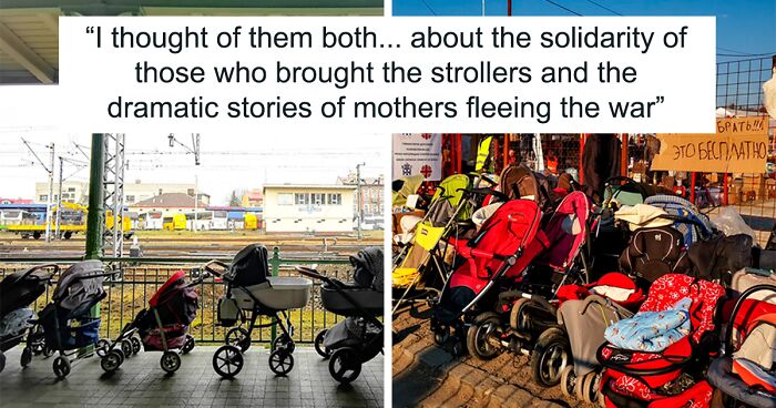 Polish Parents Welcome Ukrainian Moms And Children Running From War With Baby Strollers Left By The Border