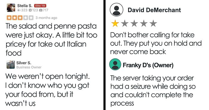 Online Group Shares 44 Terrible Restaurant Reviews Left By Delusional Customers