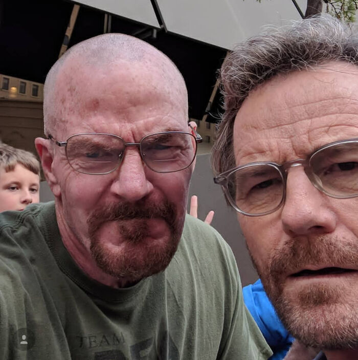 I Have Been Told I Was Bryan Cranston's Doppelganger Since Breaking Bad Started. I Went To San Diego For The Comicon This Past Summer So I Could See Him And See For Myself. I Wasn't Disappointed. I Am The Op Of This Picture, That's Me On The Left
