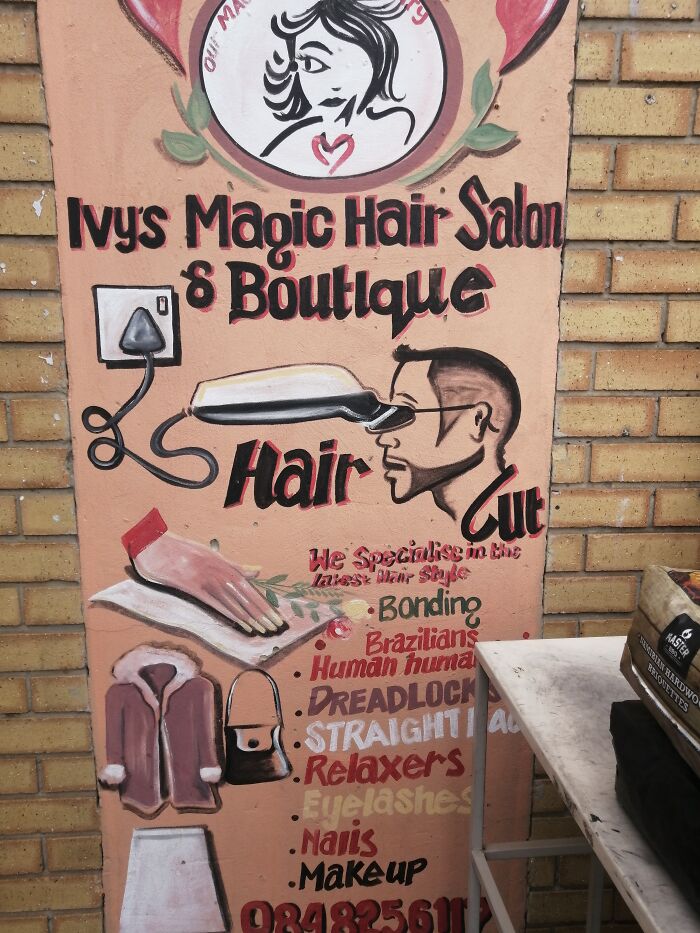 Small Town In South Africa. A Local Hair Salon Which Will Also Remove One Of Your Eyes, For Free!