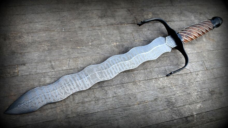 The Making Of A Beautiful Pattern Welded Flamberge Dagger.