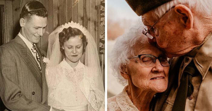 Couple Celebrates Their 70th Wedding Anniversary With A Photoshoot In Which The Bride Wears Her Original $35 Wedding Gown