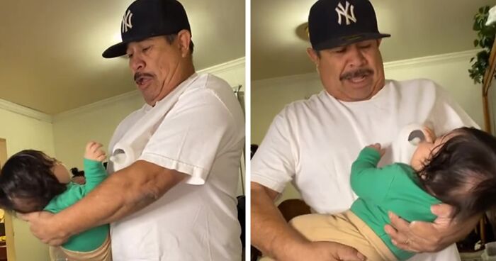 People Are Loving This Grandad’s Idea Of Faking Breastfeeding When The Baby Refuses To Drink Out Of The Bottle