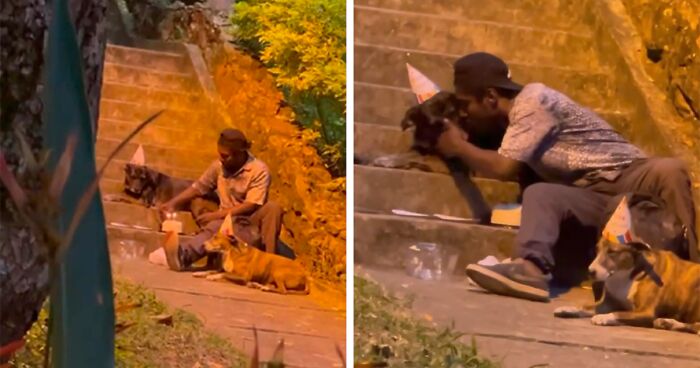 Homeless Man Goes Viral After Video Captures Him Throwing A Birthday Party For His Dog