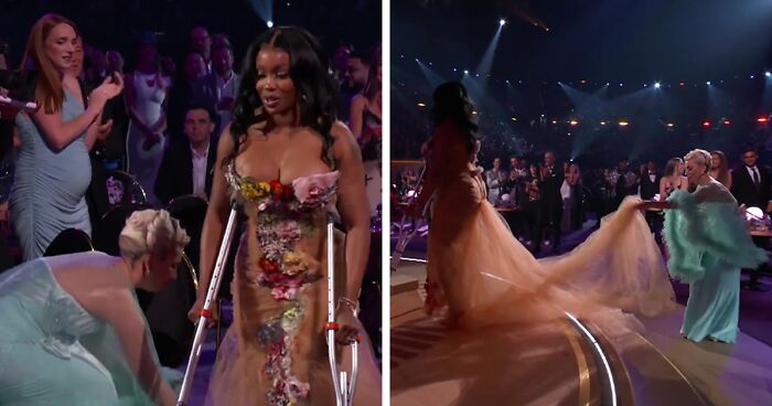 Lady Gaga Shows Grace And Kindness When She Helps SZA With Her Dress After Losing A Grammy To Her