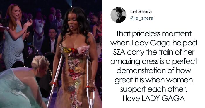 Sweet Moment At Grammy Awards Shows Lady Gaga Helping SZA With Her Dress After Losing To Her In The Best Pop Duo/Group Performance Category