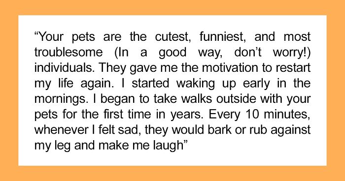 Person Receives Letter From Elderly Neighbor Detailing His Newly Found Happiness In Life Thanks To Him Being Asked To Babysit Their Pets