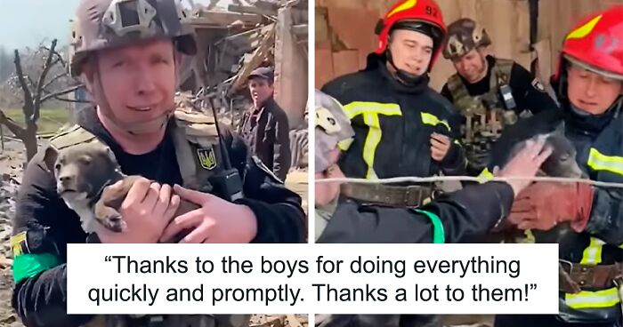 Ukrainian Policemen Pull Puppy Out Of Rubble And Return It To 77-Year-Old Owner Who’d Lost Everything Else