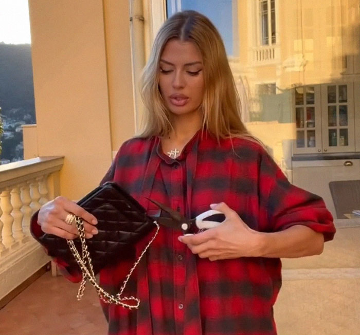 Vegans slam Tash Oakley for flaunting Chanel bag in Paris