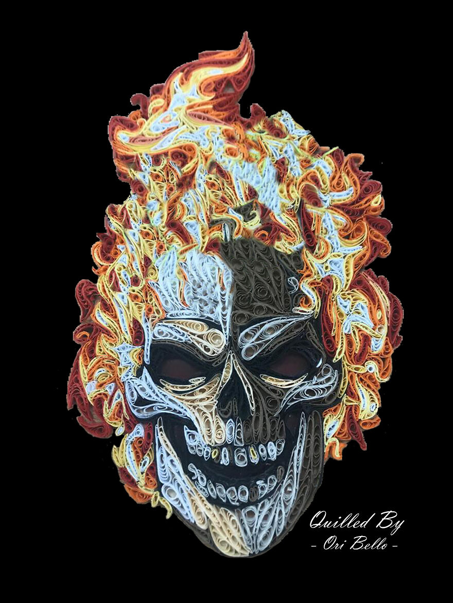 Burning Skull = 3D Paper Art