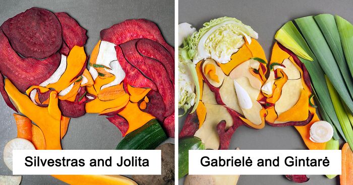 10 Vegetable Portraits Of People Kissing That I Made