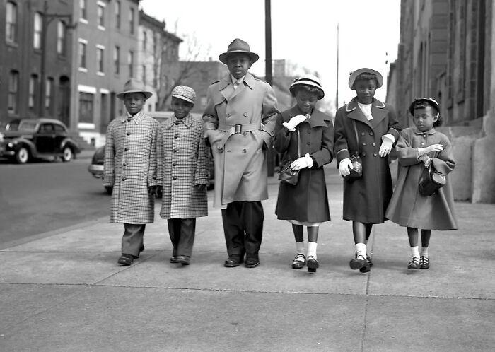 A Dapper Group On Their Way To Church, Chicago 1940s