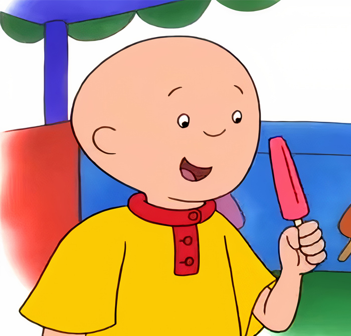 Caillou looking at an ice-cream