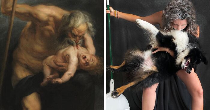 Artist Started Recreating Famous Paintings Together With Her Dog During Quarantine, And They're Still Going Strong Two Years Later (New Pics)