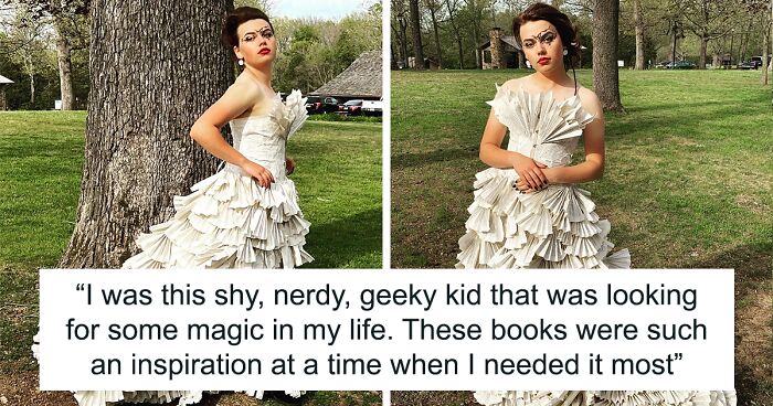 Teen Makes Her Prom Dress Herself And Uses Pages From Old Harry Potter Books As Its Fabric