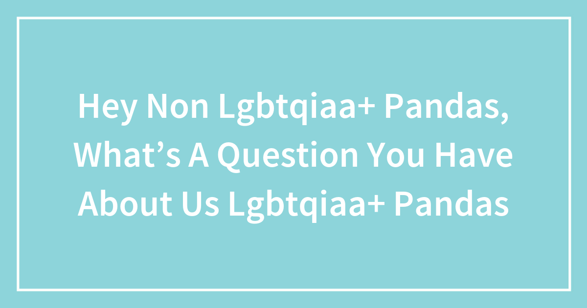 Hey Non Lgbtqiaa+ Pandas, What’s A Question You Have About Us Lgbtqiaa+ ...