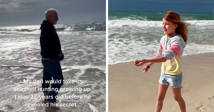 Woman Finds Out Her Dad Would Buy Seashells And Throw Them On The Beach For Her To Find When He Does The Same For His Grandkids