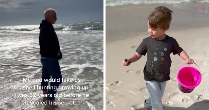 Grandpa Secretly Buys Seashells On The Seashore For His Grandkids To Find When Seashell Hunting