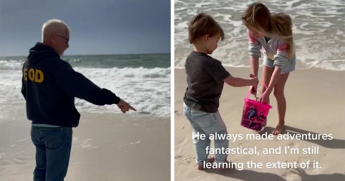 Heartwarming Moment Caught On TikTok Video With 3M Views As Grandpa Secretly Throws Seashells Onto Shore For His Grandkids To Find