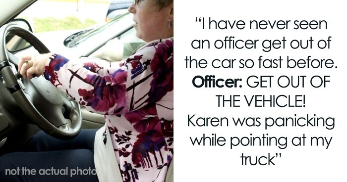 Driver Blocks Karen From Using Shoulder For Emergencies, Watches Her Crash Into A Police Cruiser