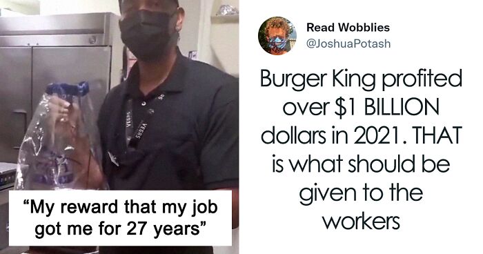 Man Who Dedicated 27 Years Of Service To Burger King Receives A Very Modest Goodie Bag From The Company, And People Are Not Impressed