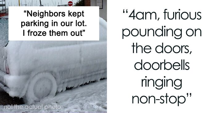 Neighbors Parked Their Cars In This Person's Driveway Without Permission, So They Froze Them In Place