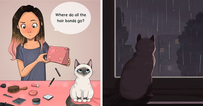 “Life With A Cat”: Artist Shows Everyday Life With A Cat In These 58 Illustrations (New Pics)