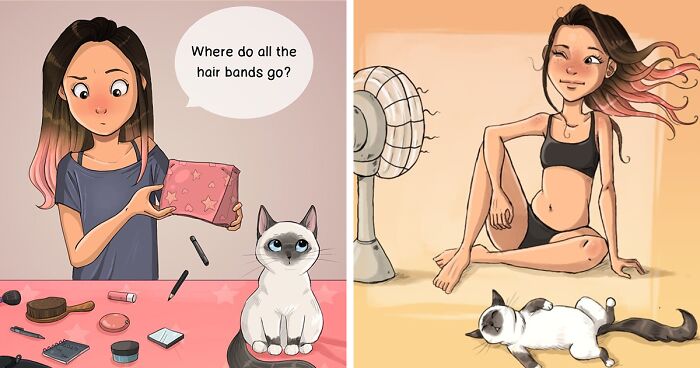 Artist Shows Everyday Life With A Cat In These 58 Illustrations (New Pics)