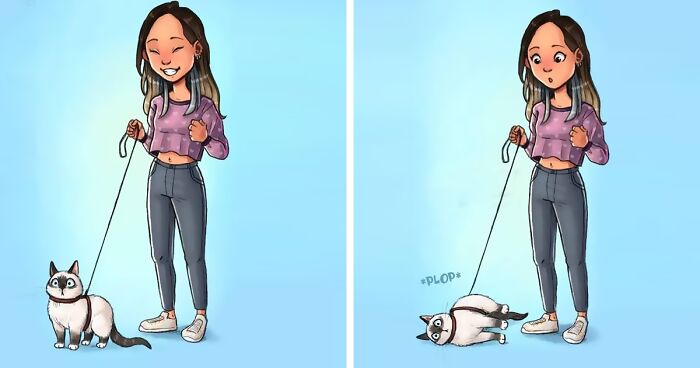 These 58 Illustrations By This Artist Show What It's Like To Have A Cat (New Pics)