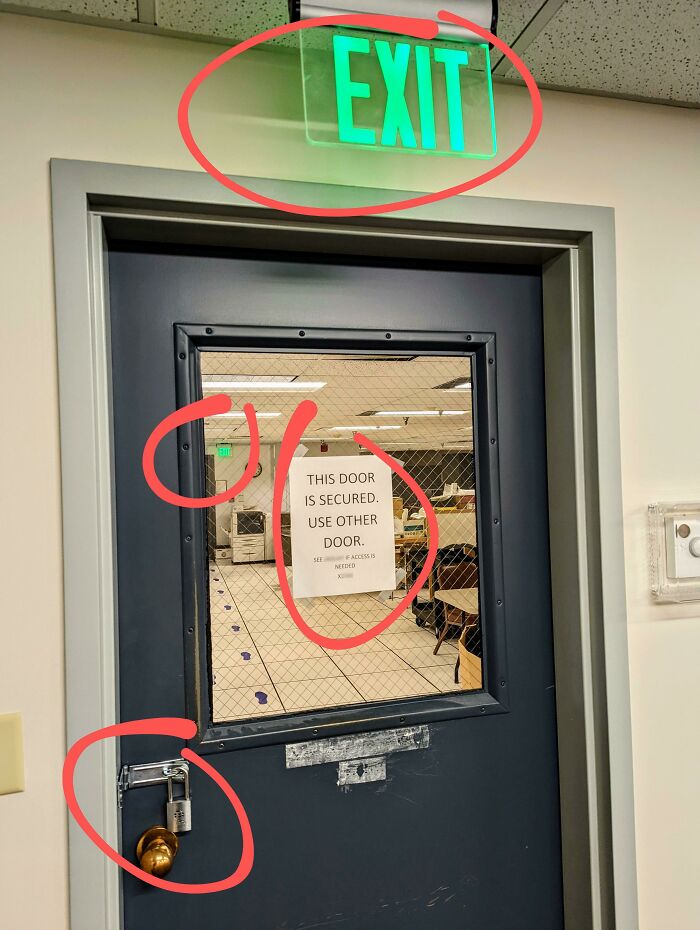 Padlocked Fire Exit During Office Renovation