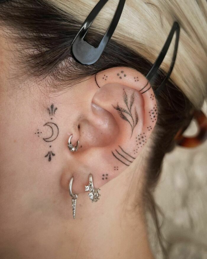 Somewhere Over the Rainbow 21 Delicate Ear Tattoos That Are Better Than  Earrings  Page 9