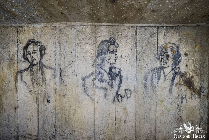 I Photographed This Old British WWII Air Raid Shelter—the Walls Lined With Portraits Of 1940s Women And Soldiers