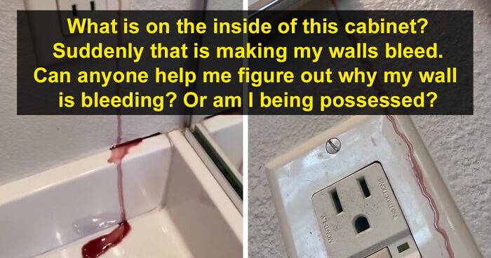 Woman Records Her Efforts To Find Out What Is The Cause Of Her Bathroom Cabinet “Bleeding”, Asks The Internet For Help