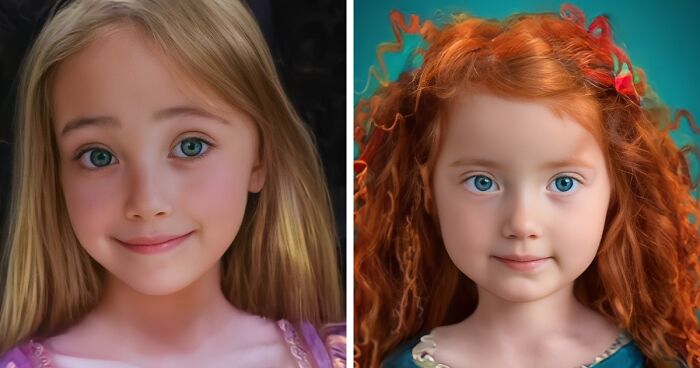 I Used My Photoshop And AI skills To See What Some Well-Known Disney Princesses Would Look Like As Kids In Reality (13 Pics)